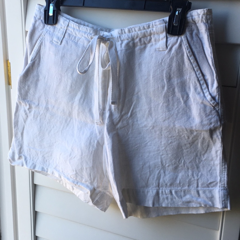 White Linen Talbots Drawstring Shorts - image 1